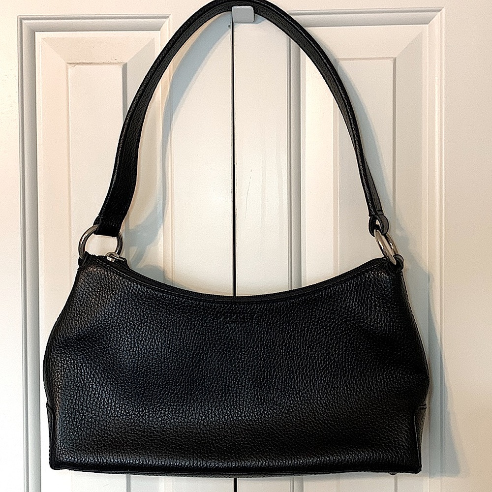 NWOT-Osprey London genuine black ostrich leather zipper shoulder purse - Picture 4 of 10